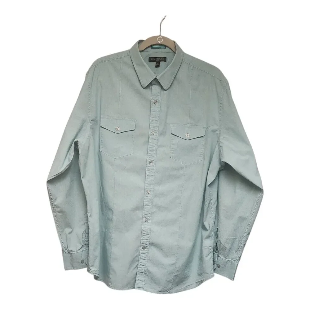Banana Republic Mens Slim Fit Button Up Long Sleeve Shirt Size XL Mint Green